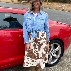 Cato Brown and Cream A-Line Skirt